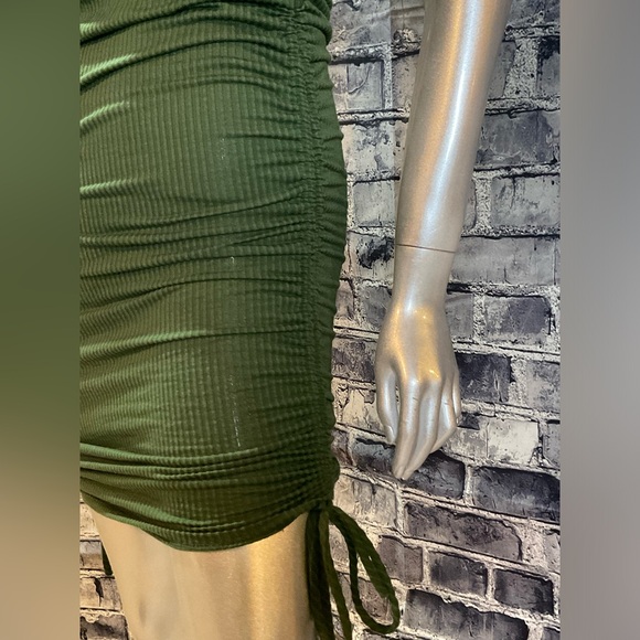 Olive Green 1 Shoulder Mini Summer Bodycon Dress - Picture 8 of 8